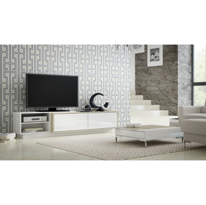 CAMA MEBLE Sigma 2C tv stolík dub sonoma / biely lesk / biela