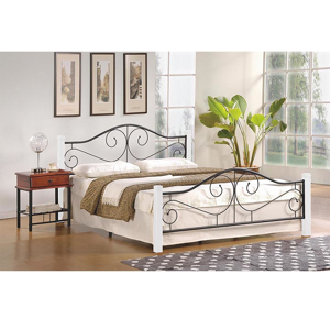 HALMAR Violetta 140 kovová manželská posteľ s roštom biela / čierna