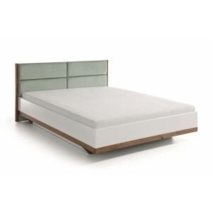 TARANKO Como CM-4 160 manželská posteľ s osvetlením biely vysoký lesk / dub Como / svetlozelená