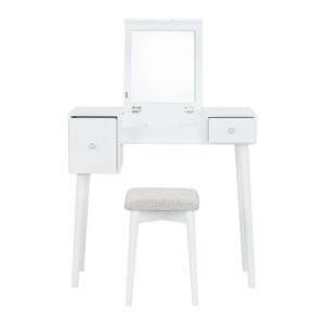TEMPO KONDELA Marvel toaletný stolík s taburetkou biela / hnedá