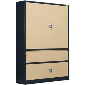 NABBI SB 1200 01 kovová kancelárska skriňa s vystuženými dverami antracit / béžová