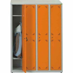NABBI SUS 300 04 školská šatňová skrinka s vetracími otvormi svetlosivá / oranžová
