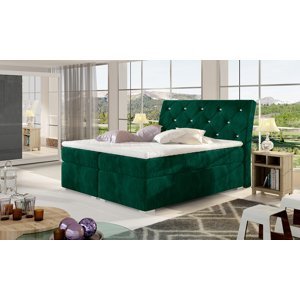 NABBI Beneto 160 čalúnená manželská posteľ s úložným priestorom tmavozelená