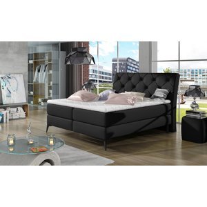 NABBI Lazio 140 čalúnená manželská posteľ s úložným priestorom čierna (Soft 11)