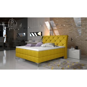 NABBI Amika 160 čalúnená manželská posteľ s úložným priestorom žltá