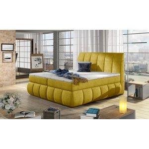 NABBI Vareso 180 čalúnená manželská posteľ s úložným priestorom žltá