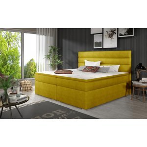 NABBI Spezia 140 čalúnená manželská posteľ s úložným priestorom žltá