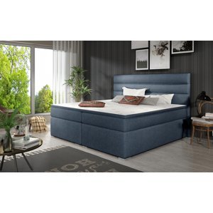 NABBI Spezia 180 čalúnená manželská posteľ s úložným priestorom modrá