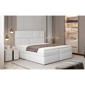 NABBI Ferine 165 čalúnená manželská posteľ s úložným priestorom biela