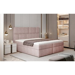 NABBI Ferine 165 čalúnená manželská posteľ s úložným priestorom ružová