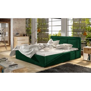 NABBI Branco UP 200 čalúnená manželská posteľ s roštom tmavozelená