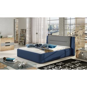 NABBI Portima 160 čalúnená manželská posteľ modrá / sivá