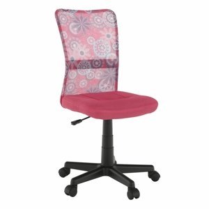 KONDELA Gofy detská stolička na kolieskach ružová / vzor / čierna