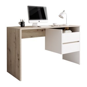 KONDELA Tulio písací stôl dub artisan / biely mat