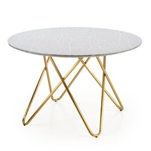 HALMAR Bonello okrúhly jedálenský stôl sivý mramor / zlatá