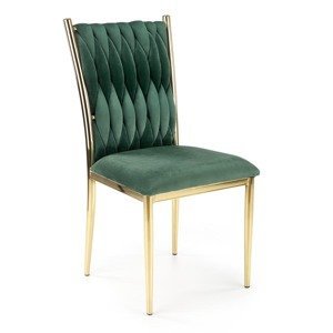 HALMAR K436 jedálenská stolička tmavozelená / zlatá