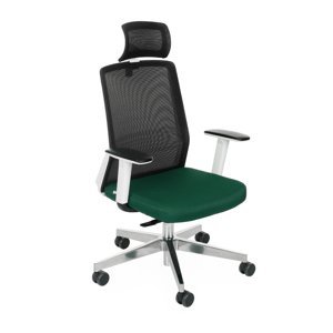 NABBI Cupra WS HD kancelárska stolička s podrúčkami tmavozelená / čierna / biela / chróm