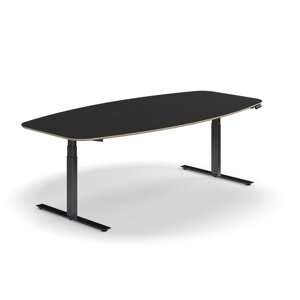 Nastaviteľný rokovací stôl AUDREY, 2400x1200 mm, čierny rám, tmavošedá