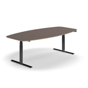 Nastaviteľný rokovací stôl AUDREY, 2400x1200 mm, čierny rám, šedohnedá