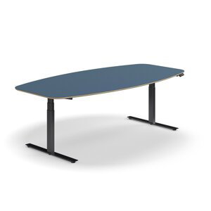 Nastaviteľný rokovací stôl AUDREY, 2400x1200 mm, čierny rám, modrá