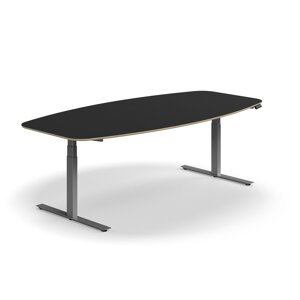 Nastaviteľný rokovací stôl AUDREY, 2400x1200 mm, strieborný rám, tmavošedá