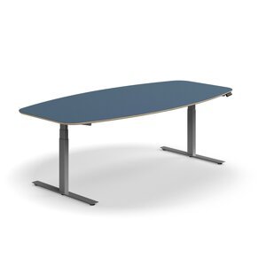 Nastaviteľný rokovací stôl AUDREY, 2400x1200 mm, strieborný rám, modrá
