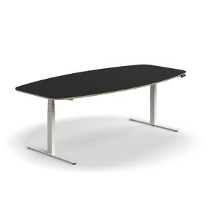 Nastaviteľný rokovací stôl AUDREY, 2400x1200 mm, biely rám, tmavošedá
