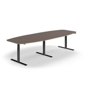 Nastaviteľný rokovací stôl AUDREY, 3200x1200 mm, čierny rám, šedohnedá