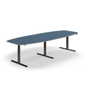 Nastaviteľný rokovací stôl AUDREY, 3200x1200 mm, čierny rám, modrá