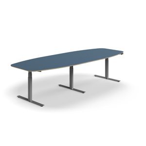 Nastaviteľný rokovací stôl AUDREY, 3200x1200 mm, strieborný rám, modrá