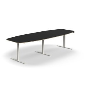 Nastaviteľný rokovací stôl AUDREY, 3200x1200 mm, biely rám, tmavošedá