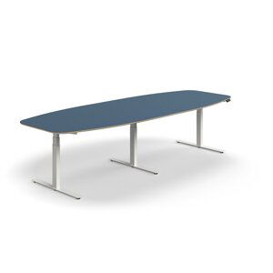 Nastaviteľný rokovací stôl AUDREY, 3200x1200 mm, biely rám, modrá