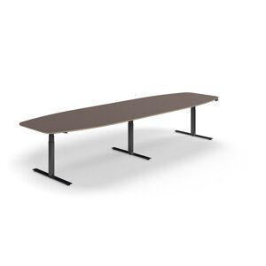 Nastaviteľný rokovací stôl AUDREY, 4000x1200 mm, čierny rám, šedohnedá
