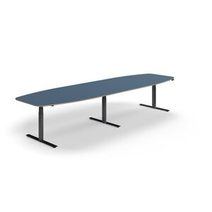 Nastaviteľný rokovací stôl AUDREY, 4000x1200 mm, čierny rám, modrá