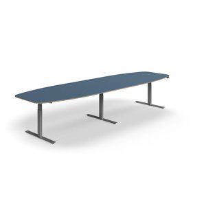 Nastaviteľný rokovací stôl AUDREY, 4000x1200 mm, strieborný rám, modrá