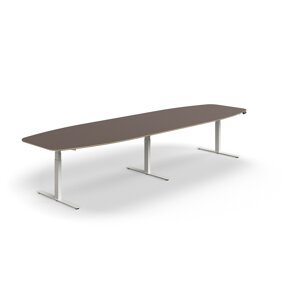 Nastaviteľný rokovací stôl AUDREY, 4000x1200 mm, biely rám, šedohnedá