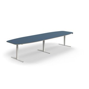 Nastaviteľný rokovací stôl AUDREY, 4000x1200 mm, biely rám, modrá