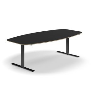 Rokovací stôl AUDREY, 2400x1200 mm, čierny rám, tmavošedá