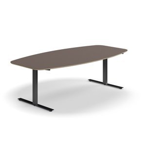 Rokovací stôl AUDREY, 2400x1200 mm, čierny rám, šedohnedá