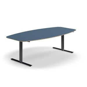 Rokovací stôl AUDREY, 2400x1200 mm, čierny rám, šedomodrá