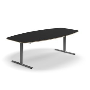 Rokovací stôl AUDREY, 2400x1200 mm, strieborný rám, tmavošedá