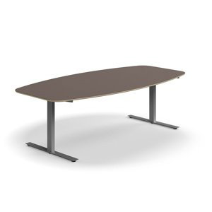 Rokovací stôl AUDREY, 2400x1200 mm, strieborný rám, šedohnedá