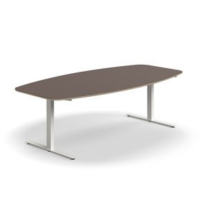 Rokovací stôl AUDREY, 2400x1200 mm, biely rám, šedohnedá