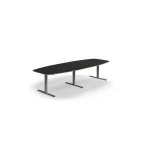 Rokovací stôl AUDREY, 3200x1200 mm, strieborný rám, tmavošedá