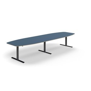 Rokovací stôl AUDREY, 4000x1200 mm, čierny rám, šedomodrá