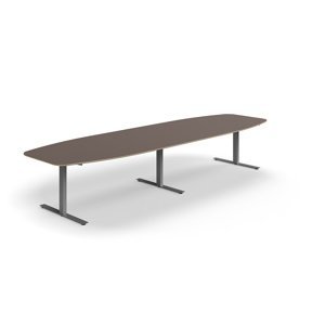 Rokovací stôl AUDREY, 4000x1200 mm, strieborný rám, šedohnedá