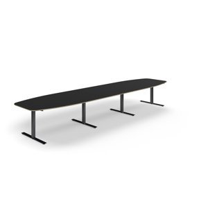 Rokovací stôl AUDREY, 4800x1200 mm, čierny rám, tmavošedá