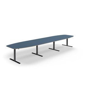 Rokovací stôl AUDREY, 4800x1200 mm, čierny rám, šedomodrá