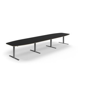 Rokovací stôl AUDREY, 4800x1200 mm, strieborný rám, tmavošedá