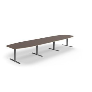 Rokovací stôl AUDREY, 4800x1200 mm, strieborný rám, šedohnedá